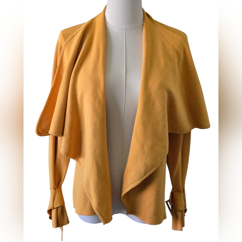 NWT New York & Company Mustard Draped Sweater - Picture 2 of 8